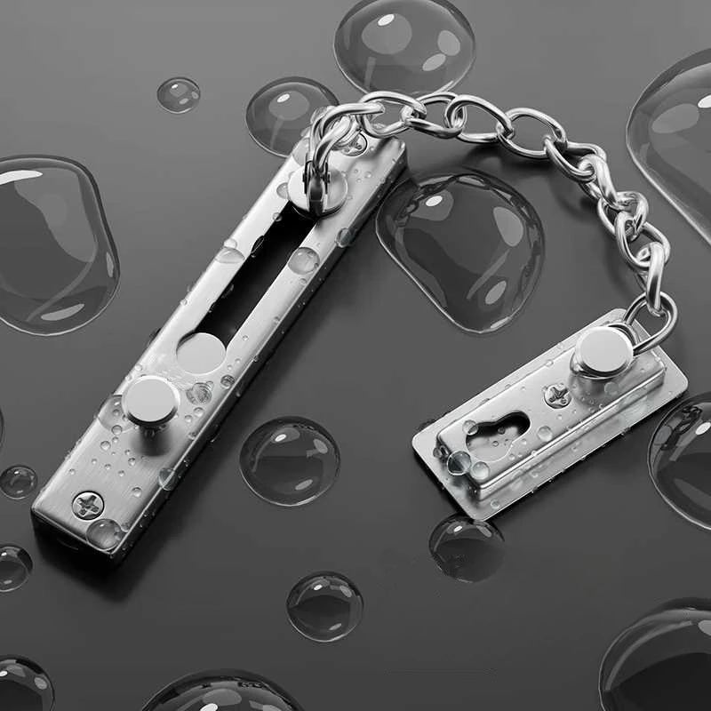 Door Chain Guard - Bohrfreie Edelstahl-Sicherheitstürkette mit Druckknopf-Verriegelung, Diebstahlschutz-Türschloss für