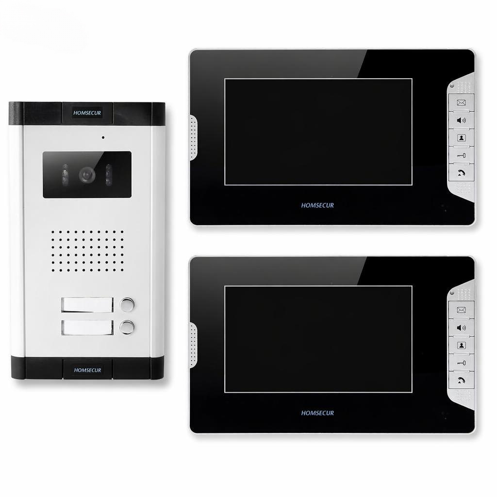 Home Security Monitoring System - 4-Draht 2-Familien Video-Türsprechanlage 7-Zoll-Monitor Kabelgebundenes Heimsicherheits-Türklingel-Set