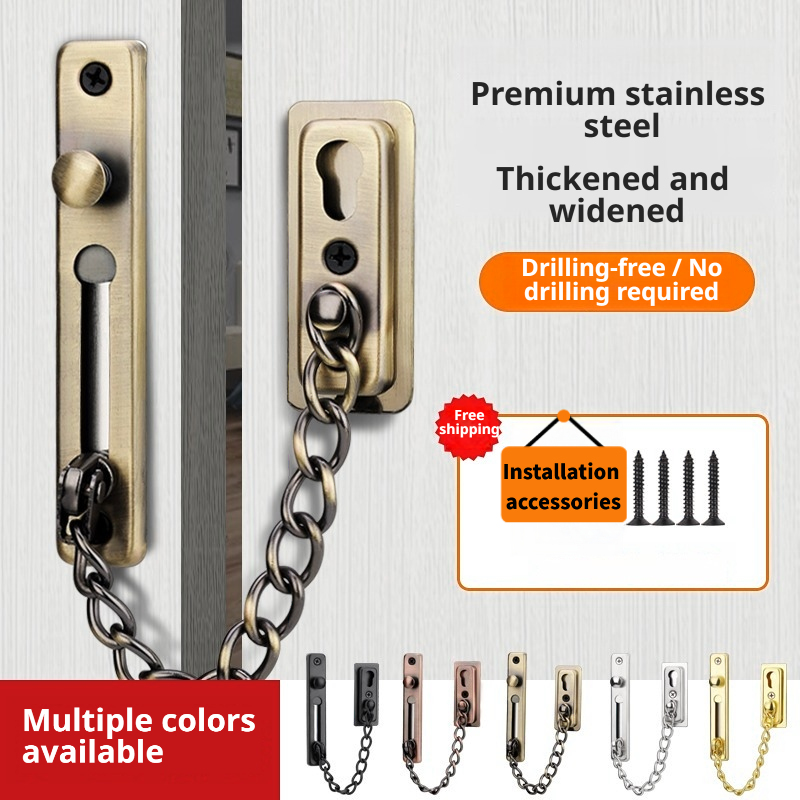 Door Chain Guard - Türkettenschloss aus Edelstahl, Sicherheitskette mit Feder,