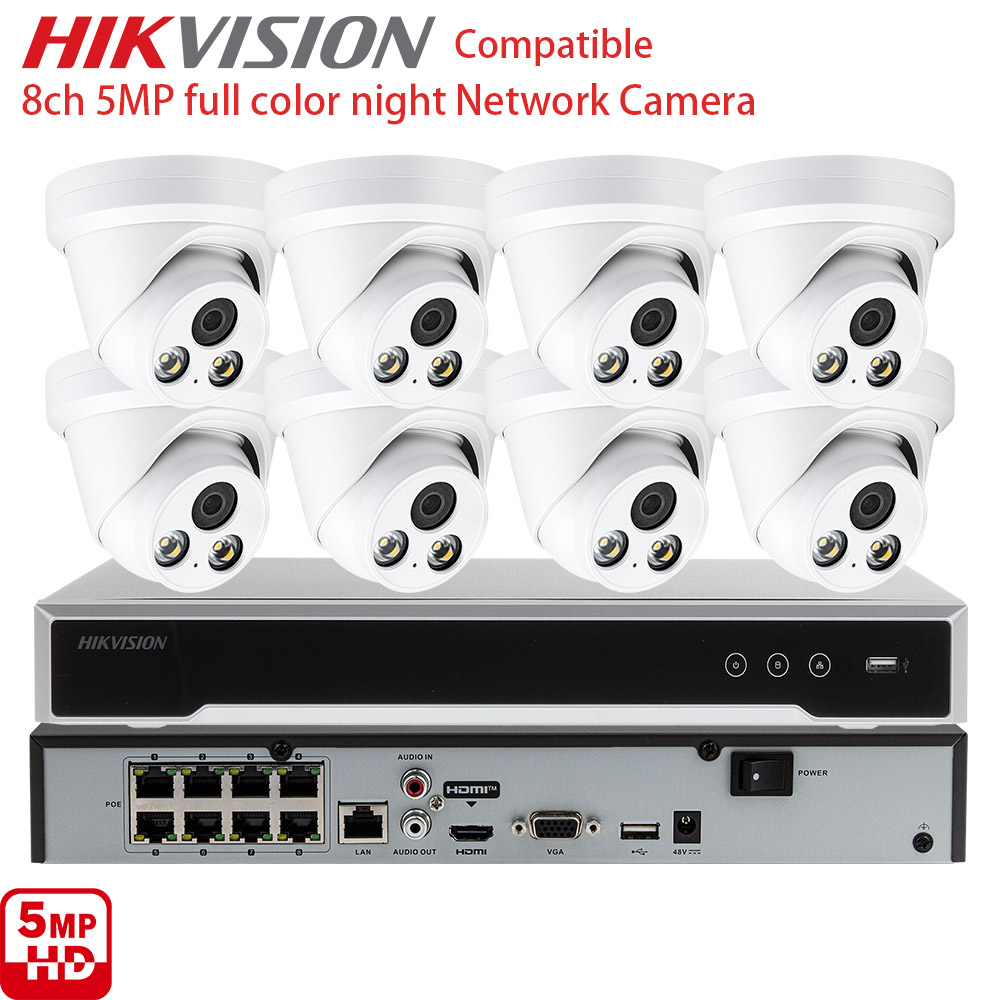 Home Security System Hikvision - 8-Kanal 5MP IP CCTV Sicherheitskamerasystem mit