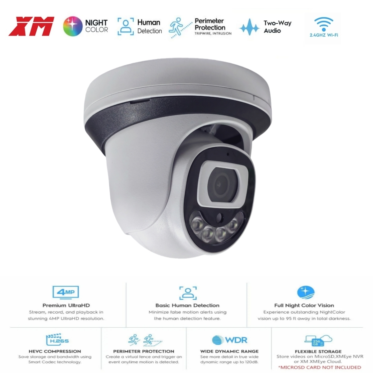 Home Security System Installation - 4MP WLAN-Sicherheitskamera für Innenräume mit Farbnachtsicht