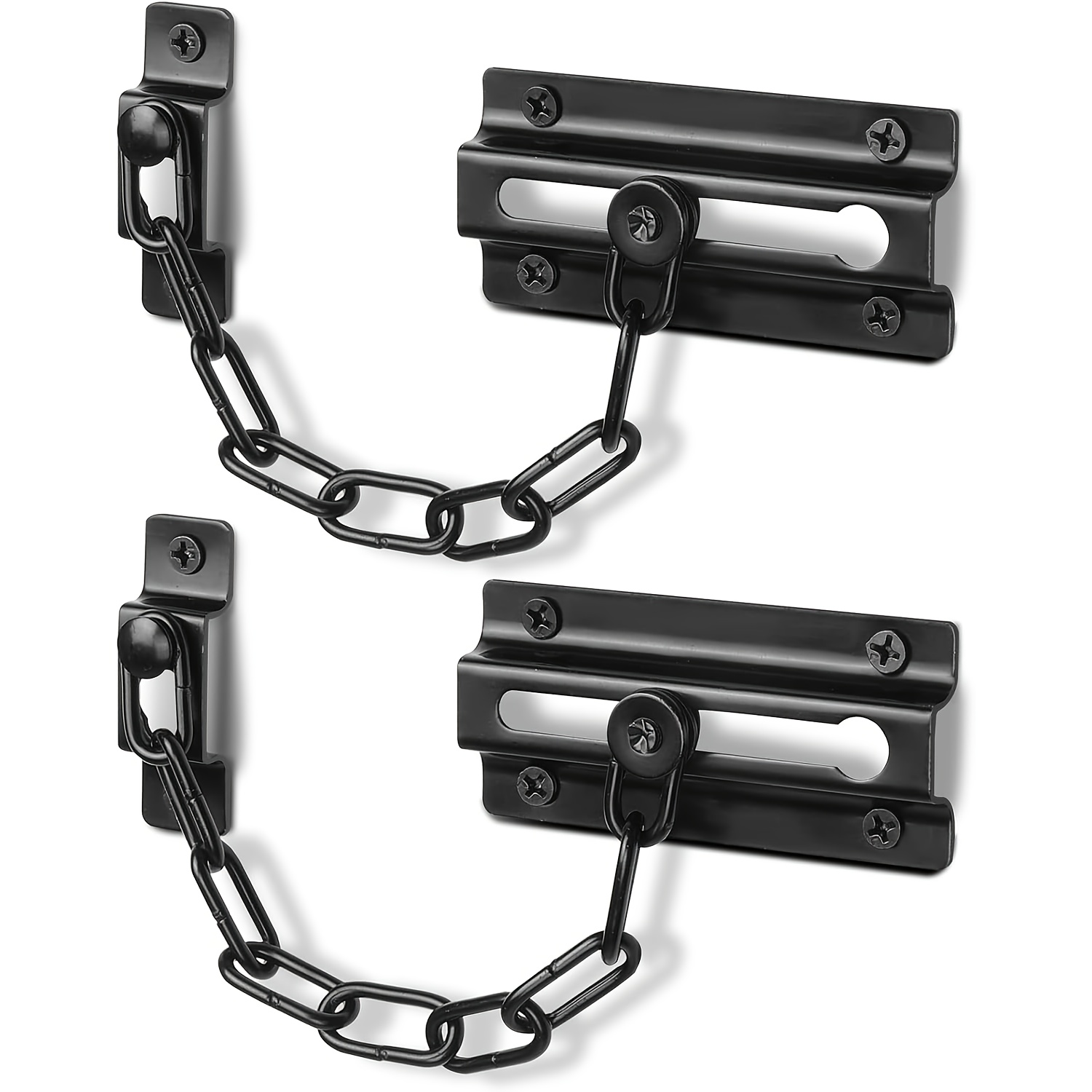 Door Chain Guard - 2er-Pack Türkettenverschluss Schwarz, Sicherheits-Türkette für Innentüren,
