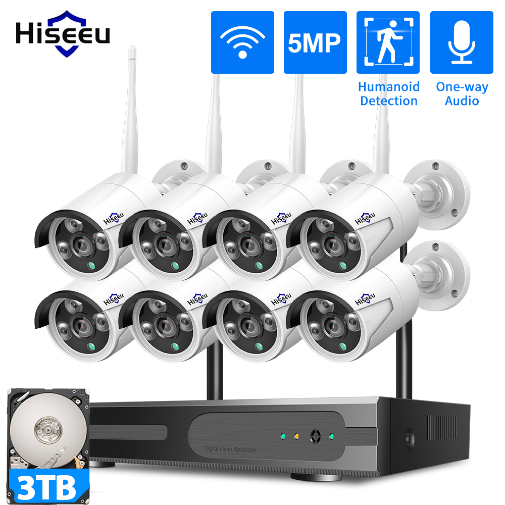 Home Security Cameras Wireless - Hiseeu 3/5/8MP WLAN CCTV-Kamera Sicherheitssystem IR