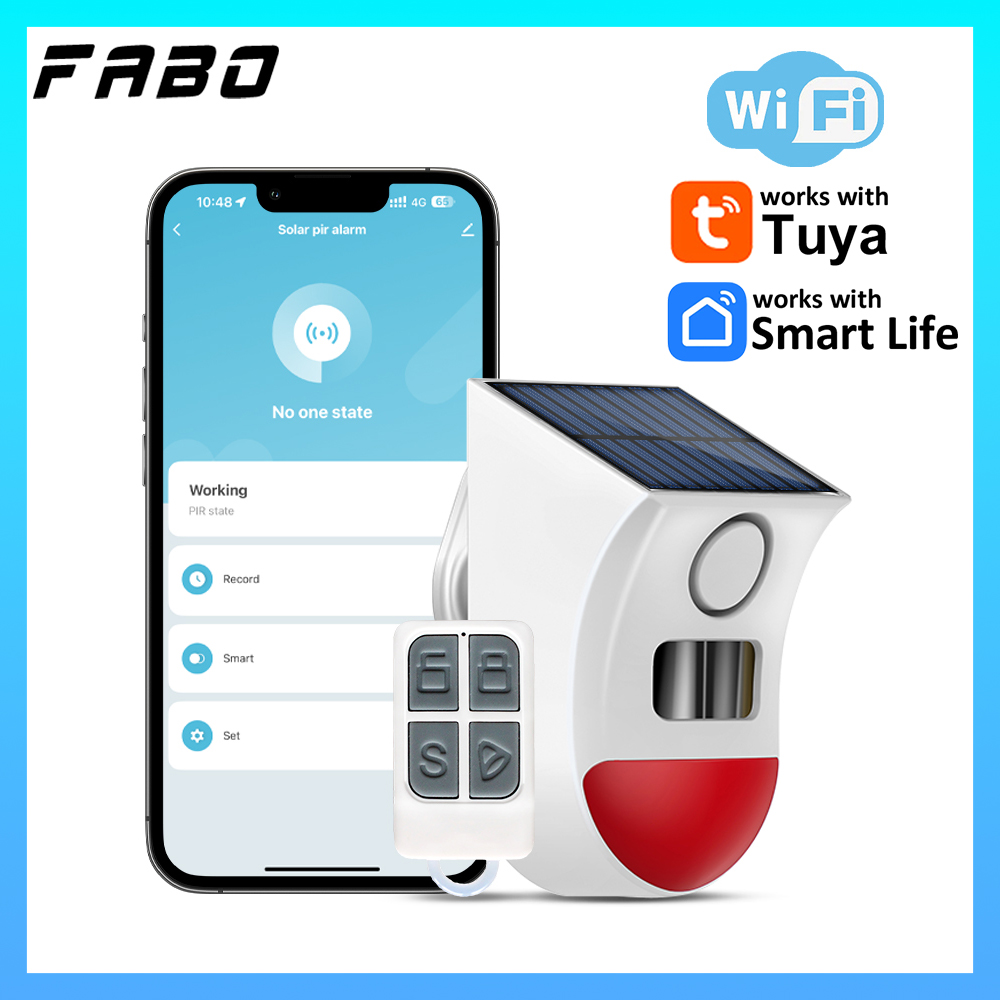 Home Security Yard Sensors - Tuya WiFi Solar-Bewegungsmelder-Alarm 2-in-1 120dB Smart