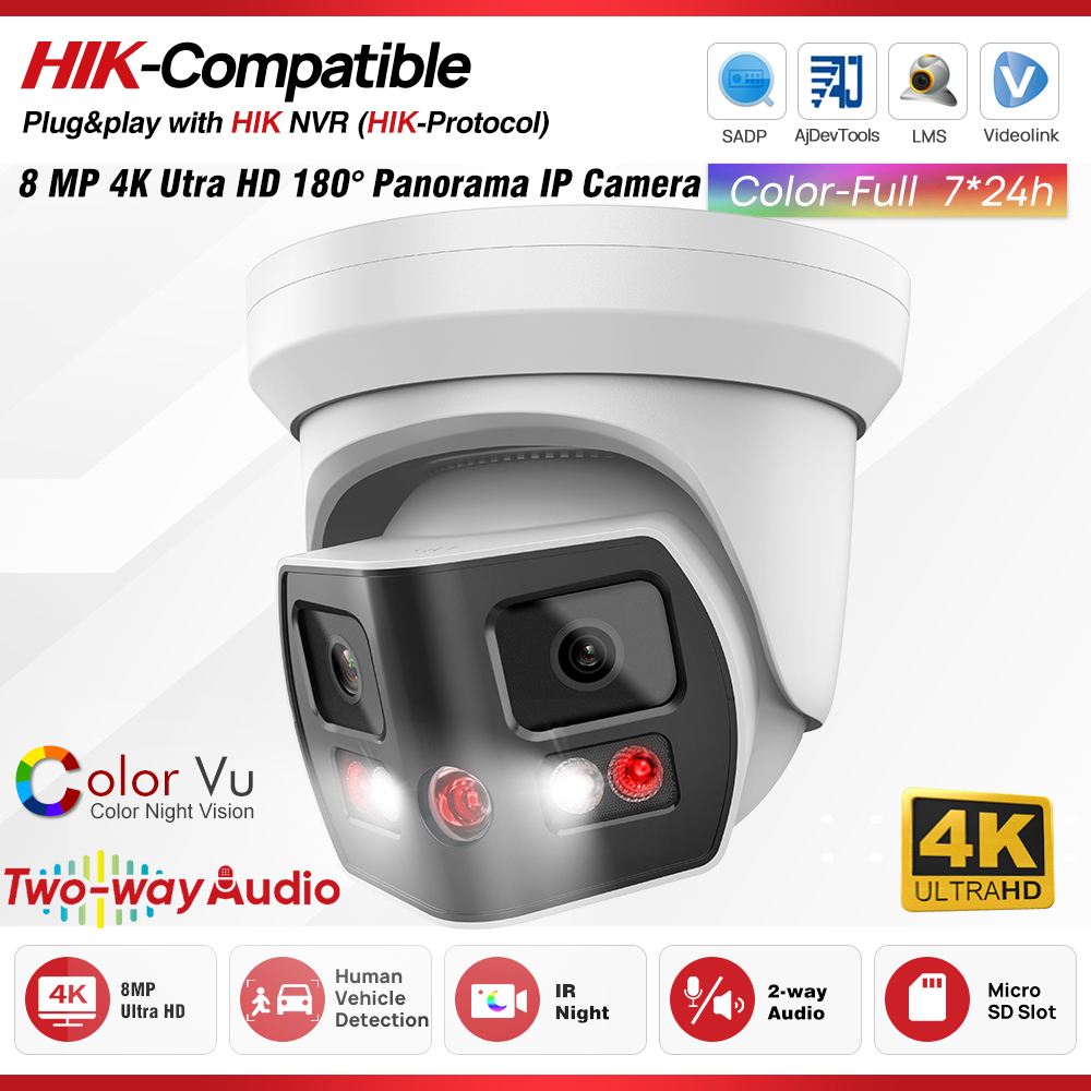 Home Security System Hikvision - Hikvision-kompatibles 8 MP 2-Objektiv 180 °