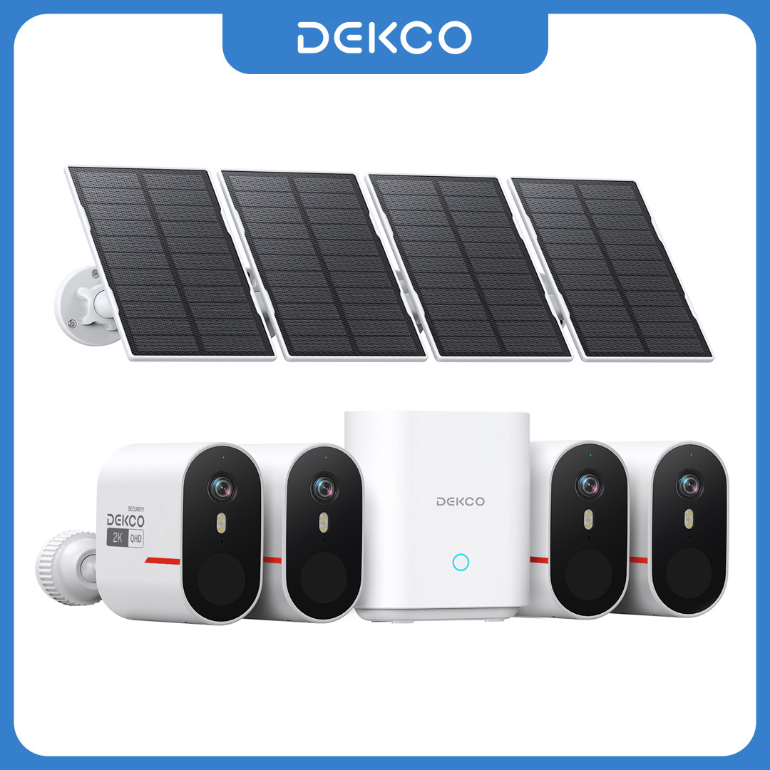 Home Security Kit - Dekco 3MP WLAN-Solarkamera-System 4-Kamera-Set Outdoor Drahtlose