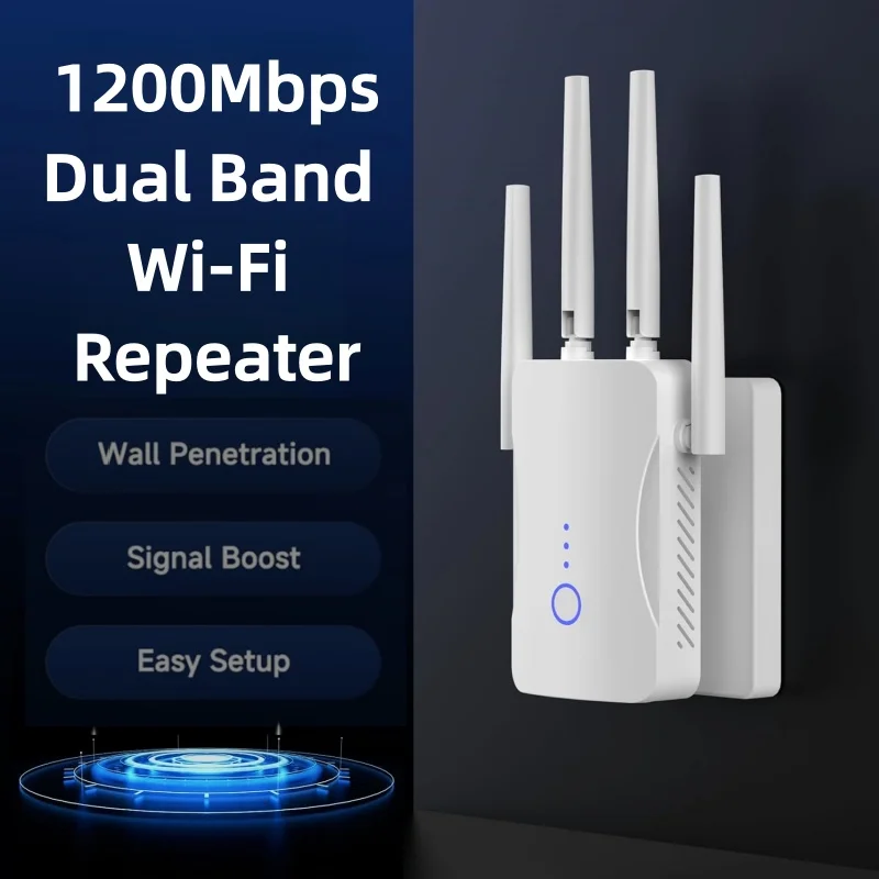 Home Security Wireless - 2,4G/5GHz Dual-Band WLAN-Repeater 1200Mbps Signal-Router 802.11N