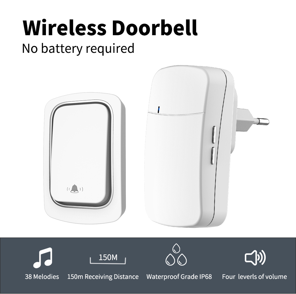 Home Security Ring - Drahtlose Türklingel Willkommen Chime für Home