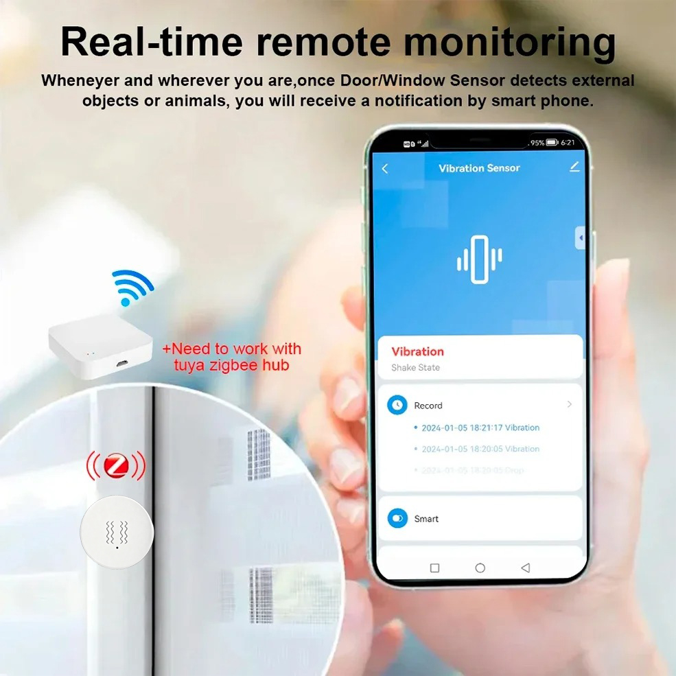 Tuya ZigBee Smart Vibrations-  – Home Security Monitoring System Bewertung und Preis